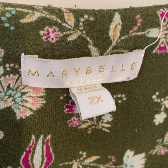 EUC Maybelle dark green/pink/white floral blouse women’s Plus size 2X - Picture 2 of 5